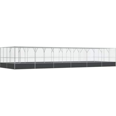 vidaXL Voliere mit Erweiterung - Stahl Vogelkäfig, Silber - 1246x414x212 cm vidaXL Voliere mit Erweiterung - Stahl Vogelkäfig, Silber - 1246x414x212 cm