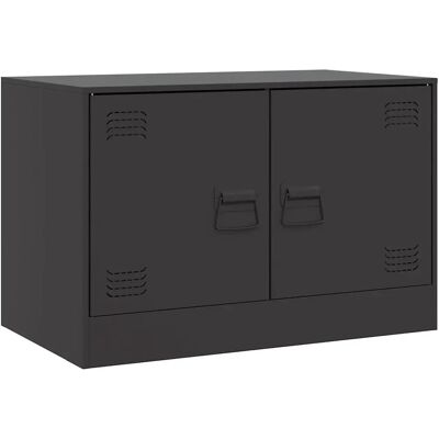 vidaXL 841632 Gabinete de TV de acero 2 piezas - Negro - Mueble de TV vidaXL 841632 Gabinete de TV de acero 2 piezas - Negro - Mueble de TV