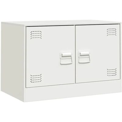 vidaXL Meuble TV en acier blanc 67x39x44 cm - Meuble TV - Publicité vidaXL Meuble TV en acier blanc 67x39x44 cm - Meuble TV - Publicité