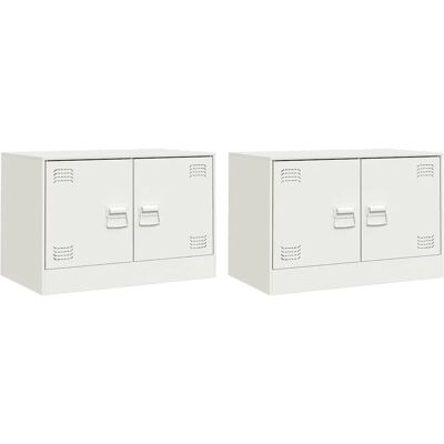vidaXL TV Meubels 2 stuks wit staal - TV Meubel vidaXL TV Meubels 2 stuks wit staal - TV Meubel