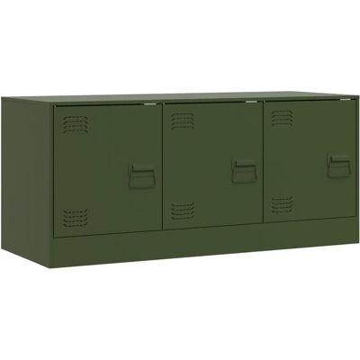 vidaXL TV-kast Olijfgroen 99x39x44 cm Staal - TV Kast vidaXL TV-kast Olijfgroen 99x39x44 cm Staal - TV Kast