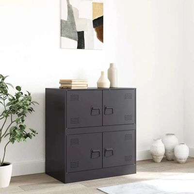 vidaXL Schwarzes Stahl Sideboard - Aufbewahrungsschrank - Beistellschrank - Hochschrank vidaXL Schwarzes Stahl Sideboard - Aufbewahrungsschrank - Beistellschrank - Hochschrank
