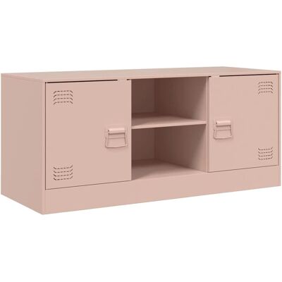 vidaXL Roze Stalen TV-kast - 99x39x44 cm - Entertainment Center vidaXL Roze Stalen TV-kast - 99x39x44 cm - Entertainment Center