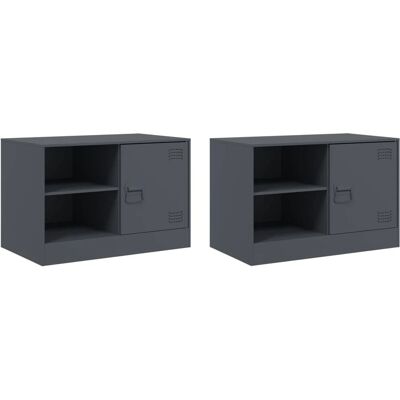 vidaXL Meubles TV Acier Gris Antracite - 2 pièces - Publicité vidaXL Meubles TV Acier Gris Antracite - 2 pièces - Publicité