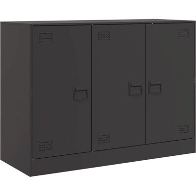 vidaXL Zwarte Stalen Dressoir - Woonkamer - 99x39x73 cm vidaXL Zwarte Stalen Dressoir - Woonkamer - 99x39x73 cm
