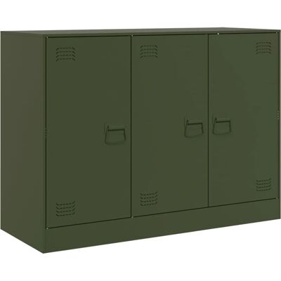 vidaXL 841725 Olijf Groen Stalen Buffet - Woonkamermeubel vidaXL 841725 Olijf Groen Stalen Buffet - Woonkamermeubel