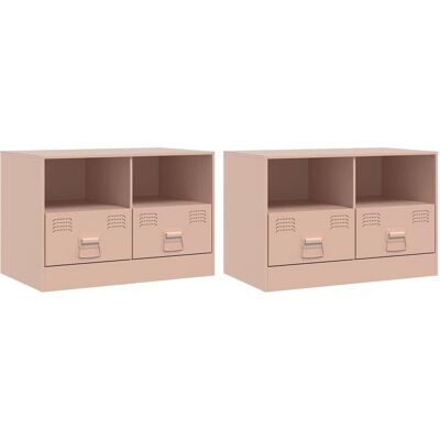 vidaXL Rosa 2-teiliges TV-Schrank Stahl - TV Möbel vidaXL Rosa 2-teiliges TV-Schrank Stahl - TV Möbel
