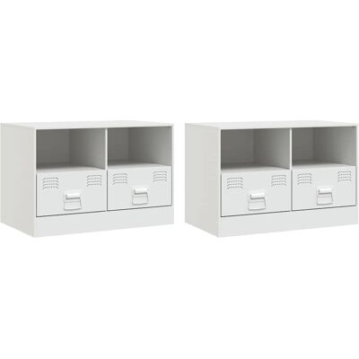 vidaXL Muebles para TV 2 unidades Blanco Acero - Mueble TV vidaXL Muebles para TV 2 unidades Blanco Acero - Mueble TV
