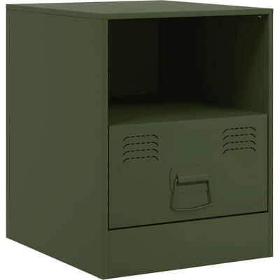 vidaXL Nachttisch - Olivgrün - Stahl - 34,5x39x44 cm - Nachttisch-Set vidaXL Nachttisch - Olivgrün - Stahl - 34,5x39x44 cm - Nachttisch-Set