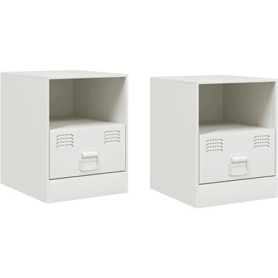 vidaXL Nachttisch - 2 Stück Weiß Stahl Schlafzimmer Möbel vidaXL Nachttisch - 2 Stück Weiß Stahl Schlafzimmer Möbel