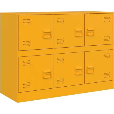 Aparador de acero amarillo mostaza vidaXL - Armario de almacenamiento, Highboard Aparador de acero amarillo mostaza vidaXL - Armario de almacenamiento, Highboard