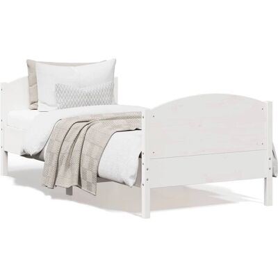 vidaXL Bettgestell Weiß 100x200 cm - Mit Kopfteil vidaXL Bettgestell Weiß 100x200 cm - Mit Kopfteil