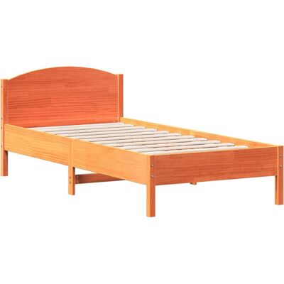 vidaXL Bettgestell mit Kopfteil - Massives Kiefernholz, Rustik Finish, 90x200 cm - Bettgestell vidaXL Bettgestell mit Kopfteil - Massives Kiefernholz, Rustik Finish, 90x200 cm - Bettgestell