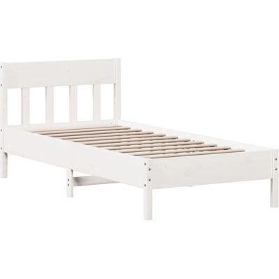 vidaXL Bedframe - 90x200 cm - Wit - Massief dennenhout vidaXL Bedframe - 90x200 cm - Wit - Massief dennenhout