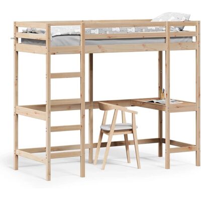 vidaXL Loft Bed with Desk - Wooden Pine 80x200 cm vidaXL Loft Bed with Desk - Wooden Pine 80x200 cm
