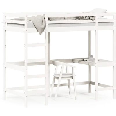 vidaXL 842855 White Pine Wood Loft Bed - Bed vidaXL 842855 White Pine Wood Loft Bed - Bed