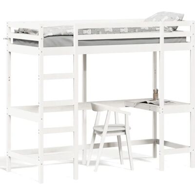 vidaXL Hoogslaper Wit - Massief dennenhout - Bed vidaXL Hoogslaper Wit - Massief dennenhout - Bed