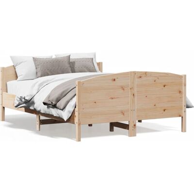 vidaXL Bettrahmen Natur 135x190cm - Bettgestell mit Kopfteil vidaXL Bettrahmen Natur 135x190cm - Bettgestell mit Kopfteil