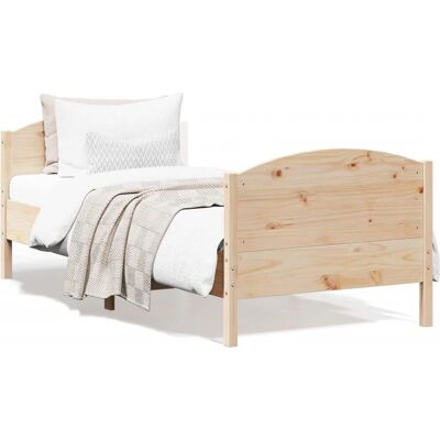 vidaXL Bettgestell 120x190cm Naturbelassenes Kiefernholz mit Kopfteil vidaXL Bettgestell 120x190cm Naturbelassenes Kiefernholz mit Kopfteil