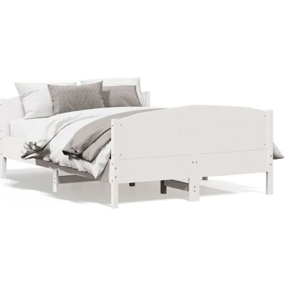 vidaXL Bettgestell Weiß 120x190cm - Massiv Kiefer, mit Kopfteil vidaXL Bettgestell Weiß 120x190cm - Massiv Kiefer, mit Kopfteil