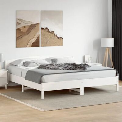 vidaXL Sengestel 180x200cm Hvid Naturligt Træ - Sengestel vidaXL Sengestel 180x200cm Hvid Naturligt Træ - Sengestel