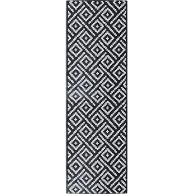 VIDAXL czarno-biały dywan na zewnątrz 80x250cm VIDAXL czarno-biały dywan na zewnątrz 80x250cm