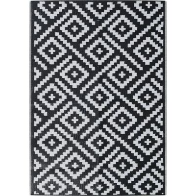 vidaXL Outdoor-Teppich 140x200 cm Schwarz Weiß - Outdoor-Teppich vidaXL Outdoor-Teppich 140x200 cm Schwarz Weiß - Outdoor-Teppich