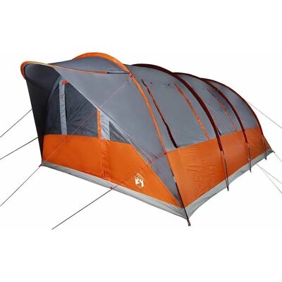 vidaXL Familie Tent Tunnel 7 Personen Grijs en Oranje Waterdicht vidaXL Familie Tent Tunnel 7 Personen Grijs en Oranje Waterdicht