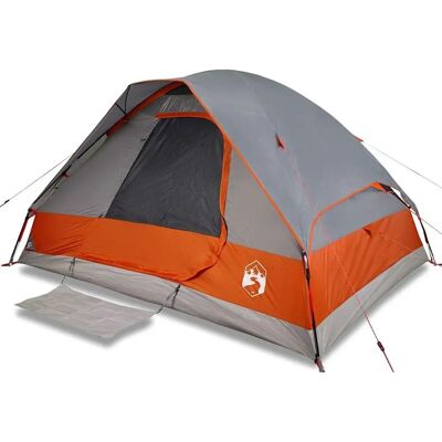 vidaXL Familie Tent Grijs Oranje Waterproof - Tent vidaXL Familie Tent Grijs Oranje Waterproof - Tent