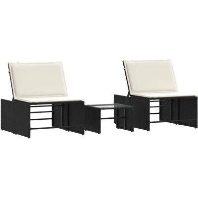 VidaXL Buiten Lounge Stoel - Weerbestendig, Verstelbaar, met Glastafel VidaXL Buiten Lounge Stoel - Weerbestendig, Verstelbaar, met Glastafel