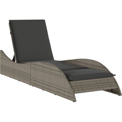 vidaXL Chaise Longue Extérieure - Gris - Coussins - Rattan Synthétique - Publicité vidaXL Chaise Longue Extérieure - Gris - Coussins - Rattan Synthétique - Publicité