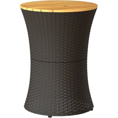 vidaXL Schwarzer Gartentisch - Gartentisch mit Poly Rattan und Massivholz vidaXL Schwarzer Gartentisch - Gartentisch mit Poly Rattan und Massivholz
