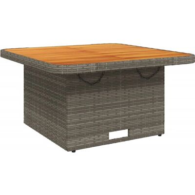 vidaXL Tuin Tafel Grijs 80x80x71 cm Poly Rattan en Acacia Hout - Tuin Tafel vidaXL Tuin Tafel Grijs 80x80x71 cm Poly Rattan en Acacia Hout - Tuin Tafel