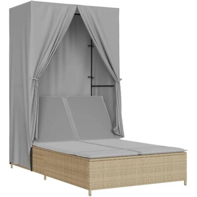 vidaXL Doppel-Liegestuhl mit Dach - Wetterfestes Poly Rattan vidaXL Doppel-Liegestuhl mit Dach - Wetterfestes Poly Rattan