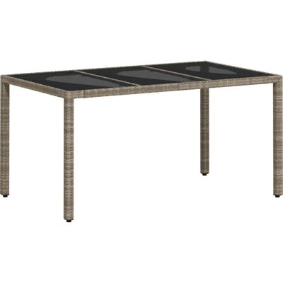 vidaXL Tuin Tafel met Glastype Lichtgrijs Poly Rattan - Garden Table vidaXL Tuin Tafel met Glastype Lichtgrijs Poly Rattan - Garden Table