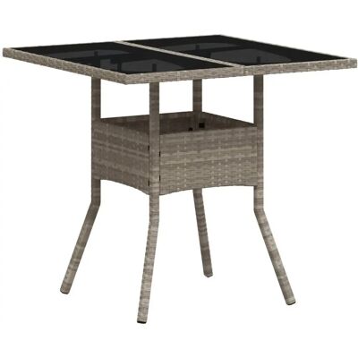 vidaXL Tuin Tafel met Glazen Blad - Lichtgrijs, 80x80x75 cm vidaXL Tuin Tafel met Glazen Blad - Lichtgrijs, 80x80x75 cm