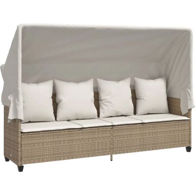 vidaXL Sonnenliege mit verstellbarem Polyrattan und Polstern vidaXL Sonnenliege mit verstellbarem Polyrattan und Polstern