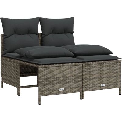 Zestaw Mebli Ogrodowych VidaXL - Szary - Sofa Ogrodowa, Poduszki, Podnóżek Zestaw Mebli Ogrodowych VidaXL - Szary - Sofa Ogrodowa, Poduszki, Podnóżek