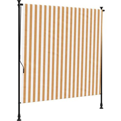 Store enroulable extérieur orange et blanc tissu acier - Store extérieur vidaXL Store enroulable extérieur orange et blanc tissu acier - Store extérieur vidaXL