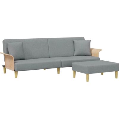 VidaXL Canapé-Lit Gris - Avec Repose-Pieds, Convertible VidaXL Canapé-Lit Gris - Avec Repose-Pieds, Convertible