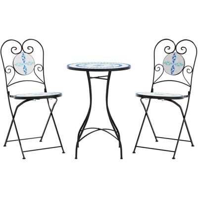 vidaXL Gartenset - Blau-Weiße Mosaik Bistro Tisch und Stühle vidaXL Gartenset - Blau-Weiße Mosaik Bistro Tisch und Stühle