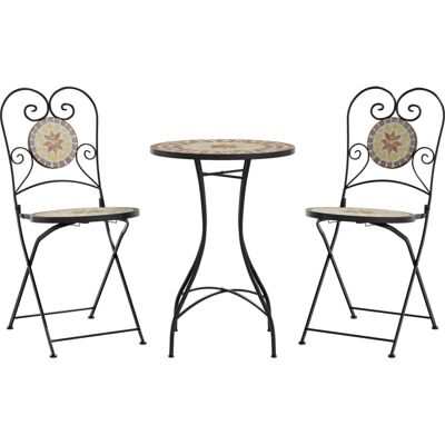vidaXL Außenmöbel-Set - Mosaik Bistro Tisch und Stühle vidaXL Außenmöbel-Set - Mosaik Bistro Tisch und Stühle
