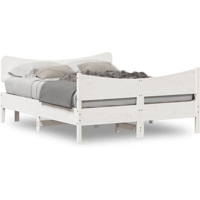 vidaXL 3216394 Bettgestell - Holz, Weiß, 140x190 cm vidaXL 3216394 Bettgestell - Holz, Weiß, 140x190 cm