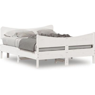 vidaXL Bettgestell mit Kopfteil Weiß 135x190 cm - Bettgestell vidaXL Bettgestell mit Kopfteil Weiß 135x190 cm - Bettgestell