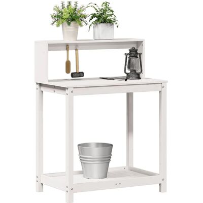 vidaXL Garten-Pflanztisch mit Regalen Weiß Massivholz Kiefer - Pflanztisch vidaXL Garten-Pflanztisch mit Regalen Weiß Massivholz Kiefer - Pflanztisch
