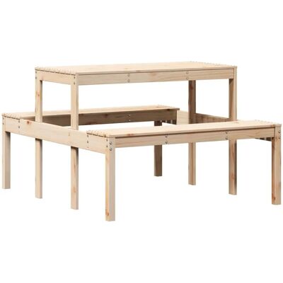 vidaXL Outdoor Table - 110x134x75 cm, Natural Pine, Wooden Garden Furniture vidaXL Outdoor Table - 110x134x75 cm, Natural Pine, Wooden Garden Furniture
