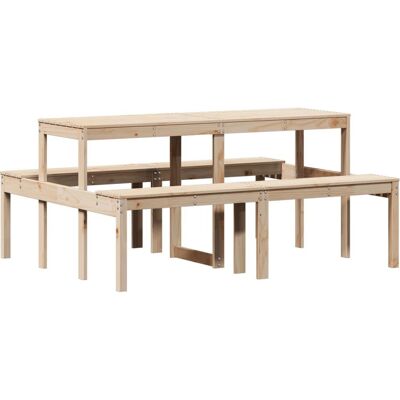 vidaXL Gartentisch - 160x134x75 cm - Natürliche Kiefer - Picknicktisch vidaXL Gartentisch - 160x134x75 cm - Natürliche Kiefer - Picknicktisch