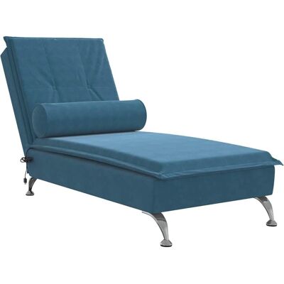 Vidaxl Blå Fløjl Massage Lounge Chair - Relaxestol Vidaxl Blå Fløjl Massage Lounge Chair - Relaxestol
