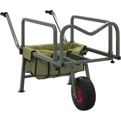 Chariot de pêche vert vidaXL avec roue en acier enduit en poudre - Chariot de pêche Chariot de pêche vert vidaXL avec roue en acier enduit en poudre - Chariot de pêche