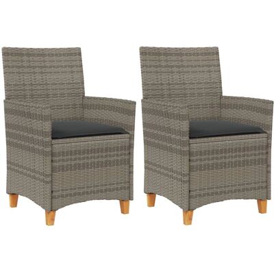 silla de exterior vidaXL - Gris, Acacia y Ratán - Muebles de Jardín silla de exterior vidaXL - Gris, Acacia y Ratán - Muebles de Jardín